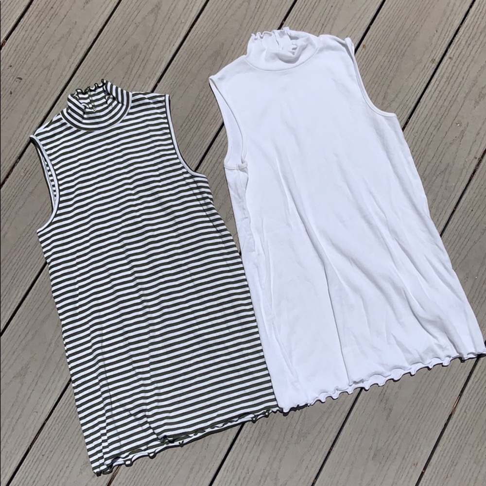 BUNDLE - Gap Ribbed Ruffle Mock Neck Tanks